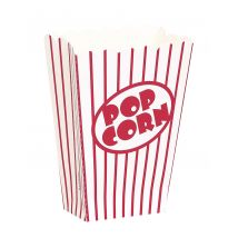 8 Petites boîtes à popcorn rayées blanches et rouges 9 cm - Couleur Rouge