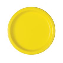 16 Assiettes en carton jaune clair 23 cm - Couleur Jaune