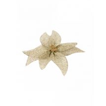 Nœud de poinsettia en toile avec perle en bois 15 cm - Couleur Ivoire