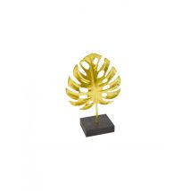 Décoration en métal sur socle feuille tropicale 15 x 10 cm - Couleur Or