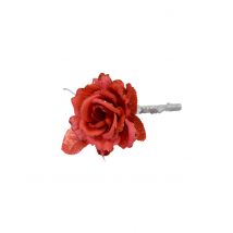 Rose artificielle rouge sur branche 15 cm - Couleur Rouge