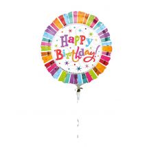 Ballon aluminium Happy Birthday radieux 80 cm - Couleur Multicolore