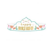 8 Tiares en carton anniversaire Boho - Couleur Multicolore