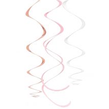 12 Suspensions à spirale en plastique rose gold 56 cm - Couleur Rose