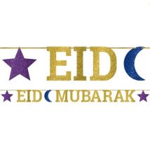 Guirlande lettres en carton Aïd Mubarak 3,65 m - Couleur Or