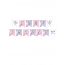 Bannière en carton baby shower licorne féerique 2,1 m - Couleur Rose
