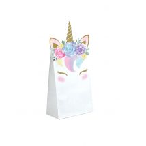 8 Sacs cadeaux en papier licorne féerique blancs 11,4 x 20 cm - Couleur Multicolore