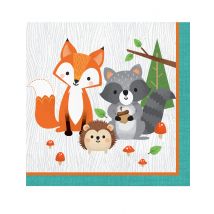 16 Serviettes en papier animaux de la forêt 33 x 33 cm - Couleur Multicolore