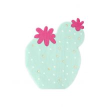 20 Serviettes en papier forme cactus menthe 11,5 x 13,5 cm - Couleur Vert