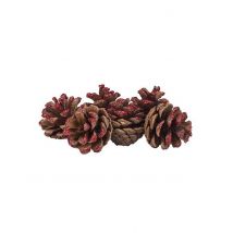 6 Pommes de pin paillettes rouges 4 cm - Couleur Rouge