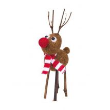 Figurine en laine bouillie renne rudolph 22 cm - Couleur Rouge