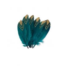 6 Plumes éthnique bleu paon et or 18-20 cm - Couleur Vert