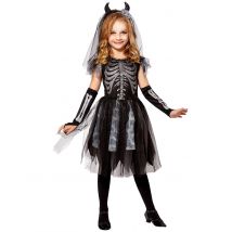Déguisement mariée démon squelette pour Enfant - Couleur Noir - Taille 8-10 ans (140 cm)