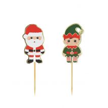 10 Pics en bois sweety xmas 10 cm - Couleur Rouge