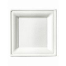 25 Petites assiettes carrées fibre de canne 15 x 15 cm - Couleur Blanc