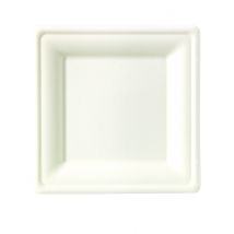 25 Assiettes carrées fibre de canne 20 x 20 cm - Couleur Blanc
