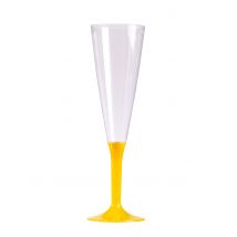 10 Flûtes à champagne pied jaune 150 ml - Couleur Jaune