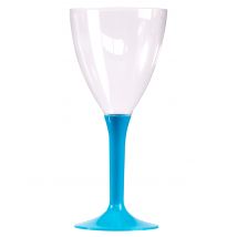 10 Verres à vin pied turquoise 160 ml - Couleur Bleu