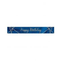 Bannière en plastique happy birthday marbre bleue et dorée 2,74 m - Couleur Bleu foncé