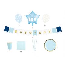 Kit décoration baby shower pour Garçon bleu 49 pièces - Couleur Bleu