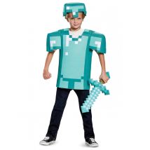 Déguisement armure Minecraft pour Enfant - Couleur Bleu - Taille 7 - 8 ans (124 - 136 cm)