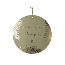 Pancarte en carton Bienvenue au mariage de ... kaki et dorure or 38 cm - Couleur Vert