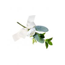 Branche de pivoines blanches et feuillages avec ruban 20 cm - Couleur Blanc