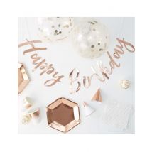 Kit complet déco et vaisselle anniversaire rose gold 70 pièces - Couleur Rose