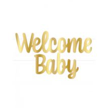 Guirlande en carton welcome baby dorée 18 cm x 1,21 m - Couleur Or