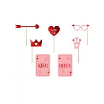 Kit photobooth love is in the air 7 accessoires - Couleur Rose
