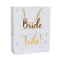 Sac cadeau marbre Bride Tribe EVJF 32 x 25 cm - Couleur Blanc