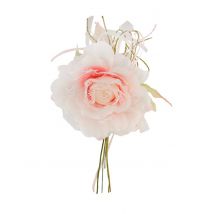 Fleur rose dentelle et perles 11 x 20 cm - Couleur Rose