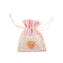 4 Pochons rayés rose pastel et dentelle 8 x 10 cm - Couleur Rose