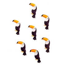 12 Confettis en bois adhésifs toucan mignon 3 x 2 cm - Couleur Noir