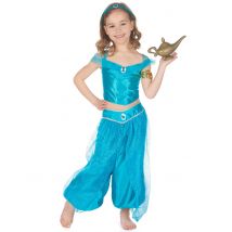 Déguisement princesse orientale bleue pour Fille - Couleur Bleu - Taille S 4-6 ans (110-120 cm)