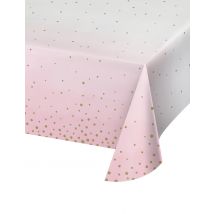 Nappe en papier rose et blanche pois dorés 137 x 259 cm - Couleur Rose