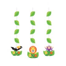 3 Suspensions en carton Jungle Safari 57 cm - Couleur Multicolore