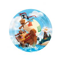 8 Assiettes en carton Trésor de pirate 22 cm - Couleur Multicolore