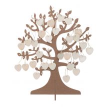Arbre à vœux en bois avec 50 cœurs mariage 48 x 40 cm - Couleur Marron