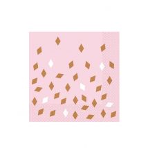 16 Serviettes en papier roses confettis rose gold 33 x 33 cm - Couleur Rose