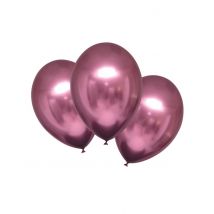 6 Ballons en latex roses satinés 28 cm - Couleur Rose