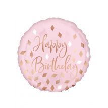 Ballon en aluminium Happy Birthday rose confettis rose gold 43 cm - Couleur Rose