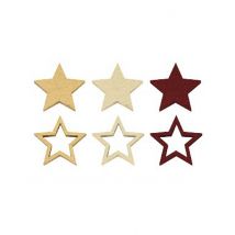 12 Confettis de table en bois étoiles dorées marsala 2,4 cm - Couleur Or