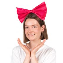 Serre-tête gros nœud rose fluo pour Adulte - Couleur Rose
