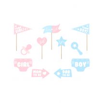 Kit photobooth pour Fille ou pour Garçon 11 accessoires - Couleur Rose