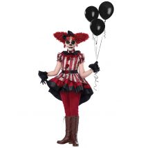 Déguisement vilain clown pour Fille - Couleur Rouge - Taille M 8 - 10 ans (140 cm)