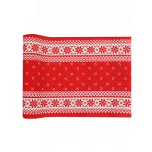 Chemin de table en coton Au coin du feu 3 m x 28 cm - Couleur Rouge