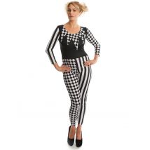 Déguisement arlequine bicolore pour Femme - Couleur Noir - Taille XS
