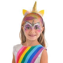 Kit maquillage licorne avec pinceau et éponge pour Fille - Couleur Or