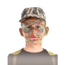 Kit maquillage militaire avec pinceau et éponge pour Enfant - Couleur Marron